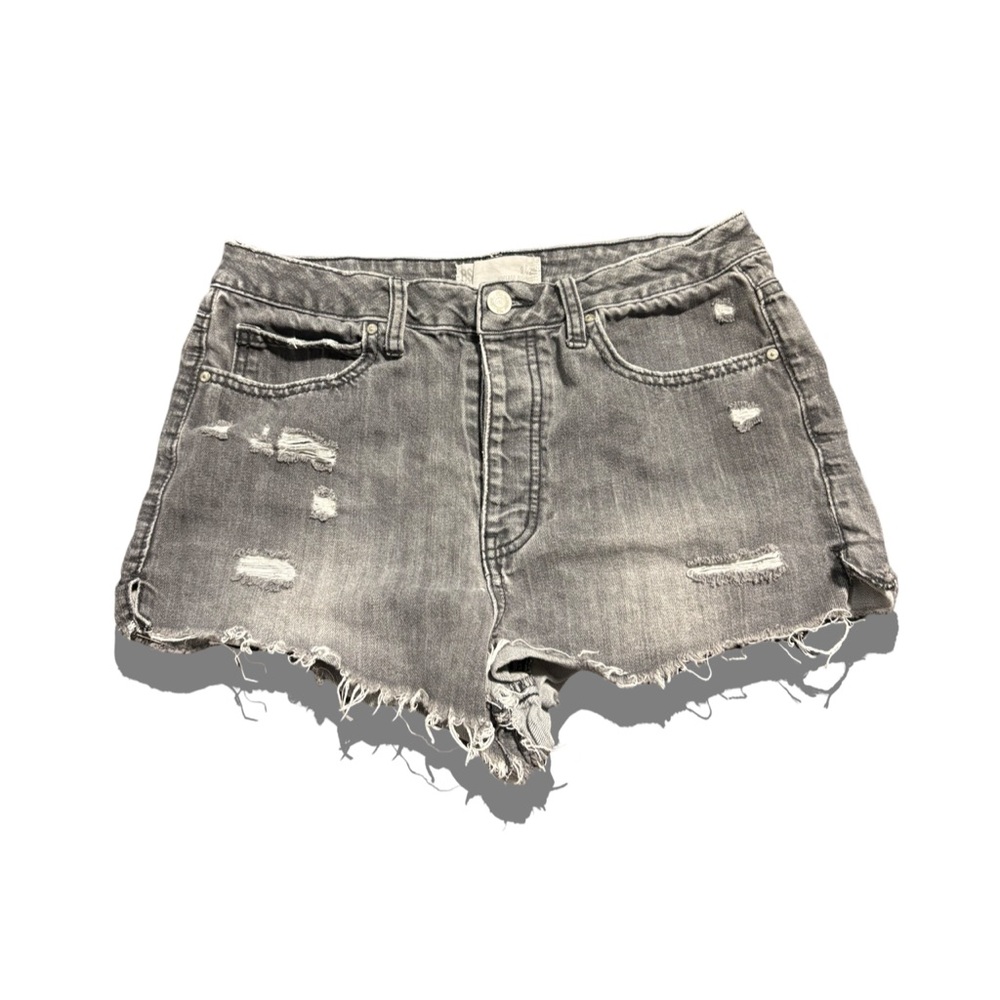 Distressed Gray Denim Shorts